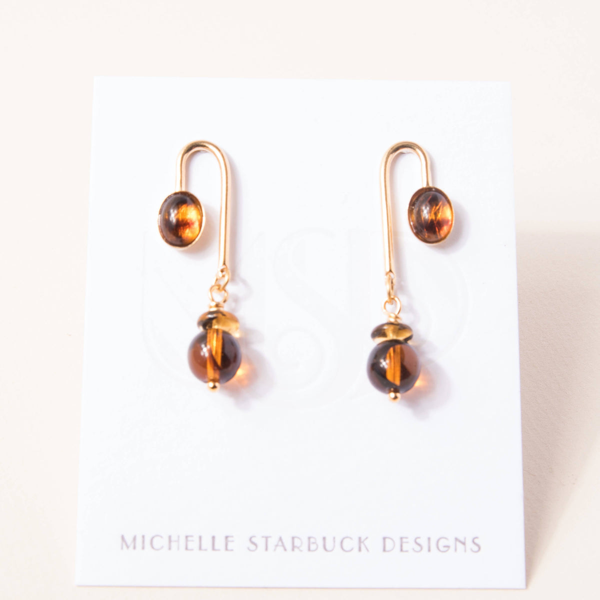 Brown Asym Arch Earrings