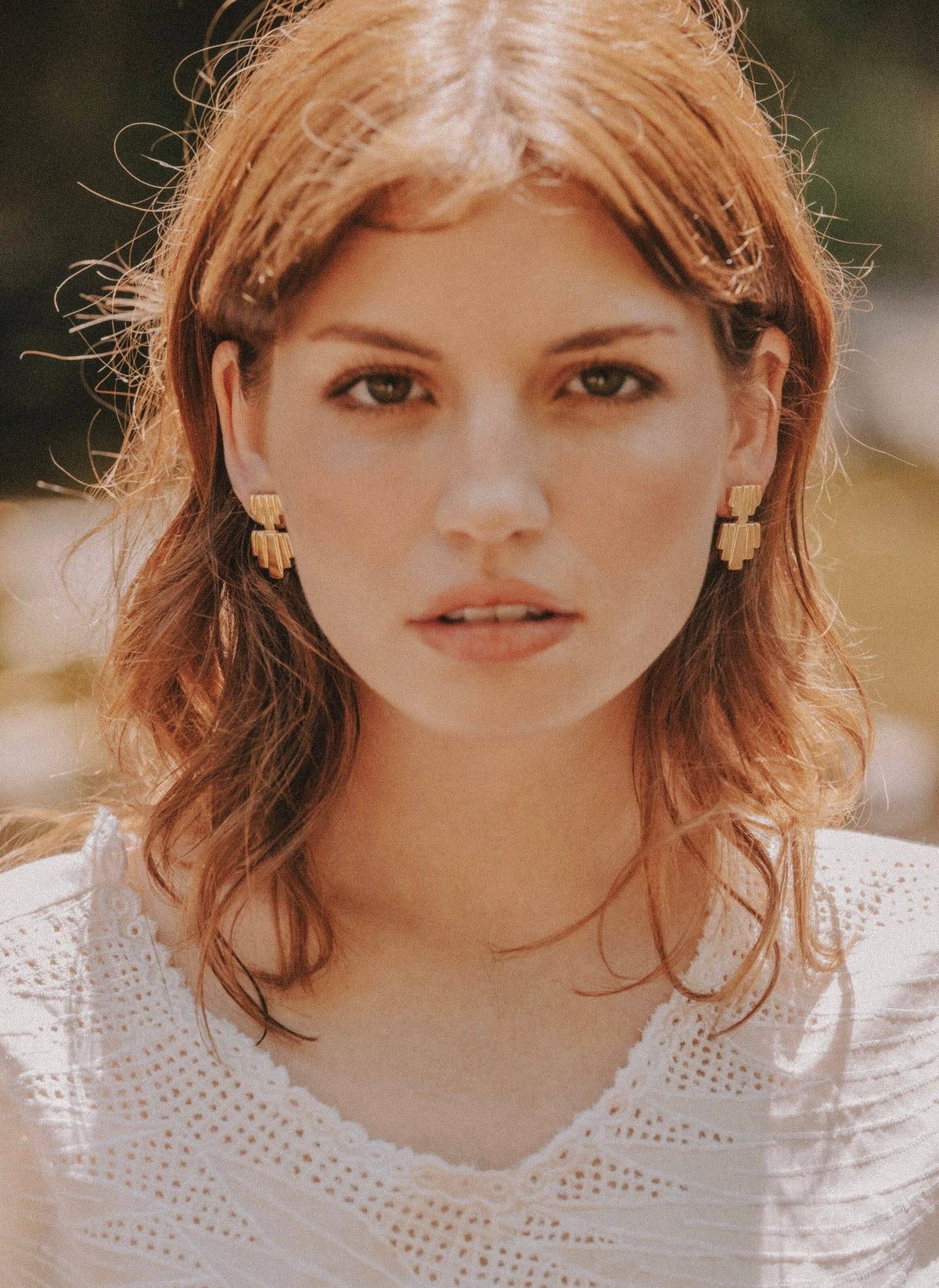 Empire Deco Earrings: Gold