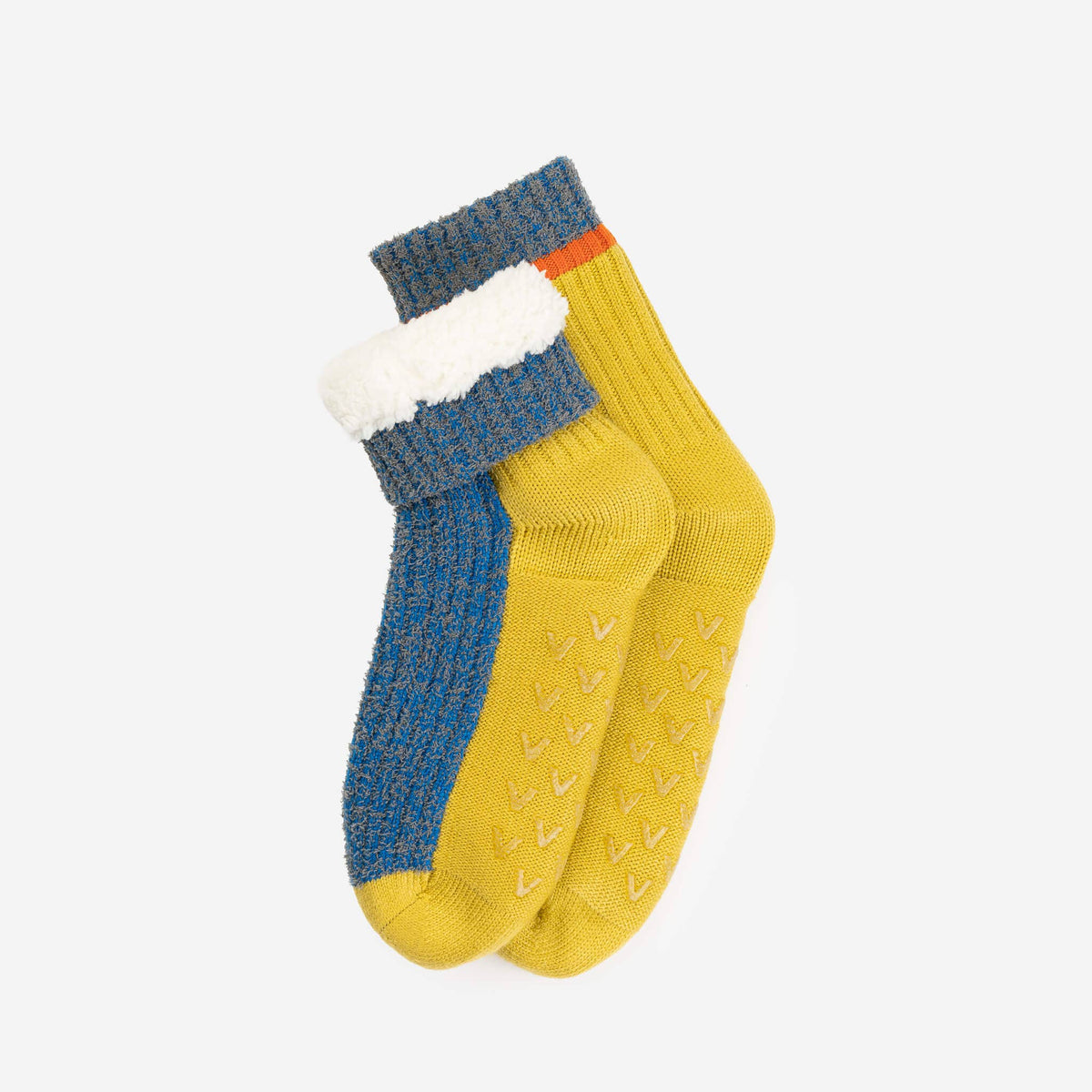Color Ragg House Socks: Golden Olive Cobalt (L/XL)