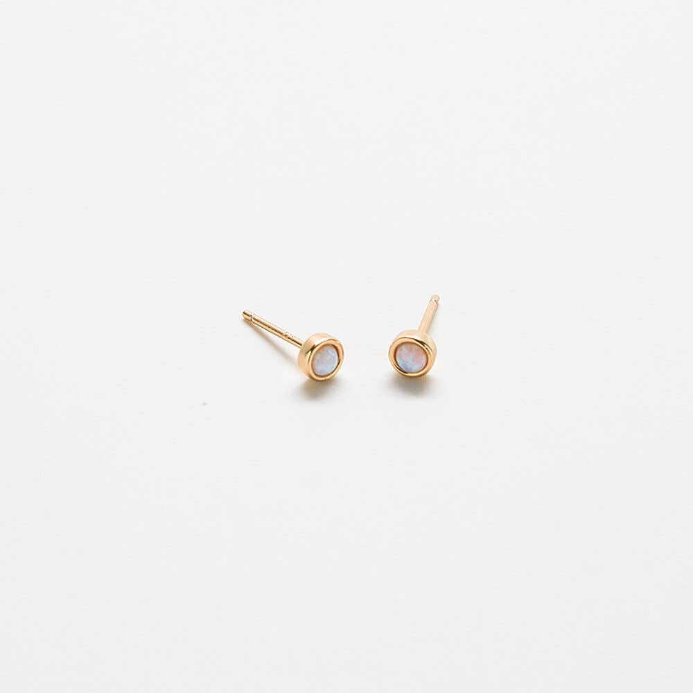Gold Vermeil Round Opal Studs - sold SINGLE