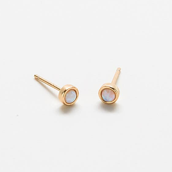 Gold Vermeil Round Opal Studs - sold SINGLE