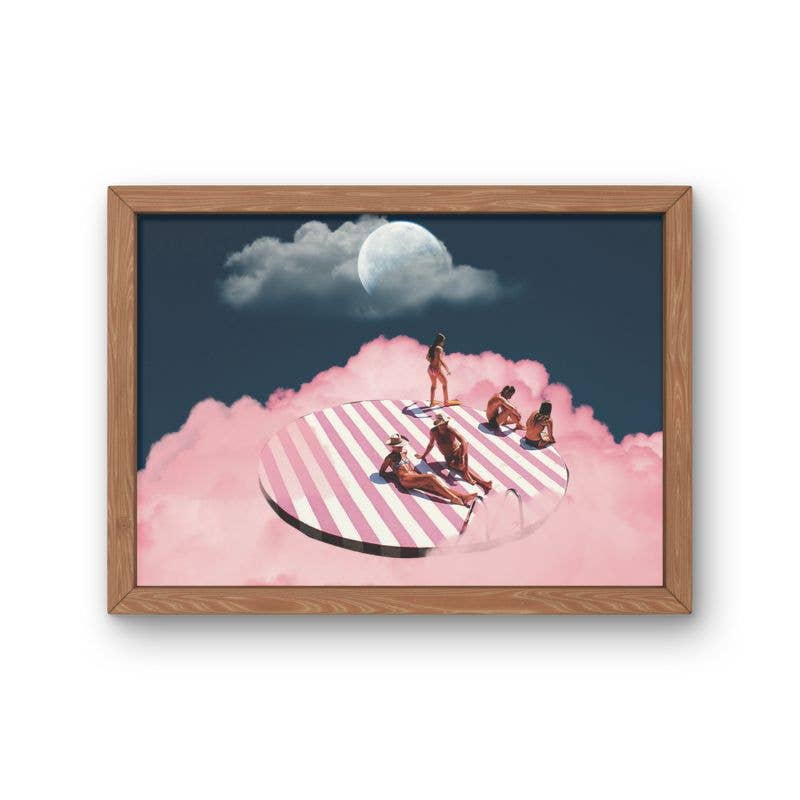 Pink Cloud Collage Print, Surreal Collage, Retro Art, Vintag