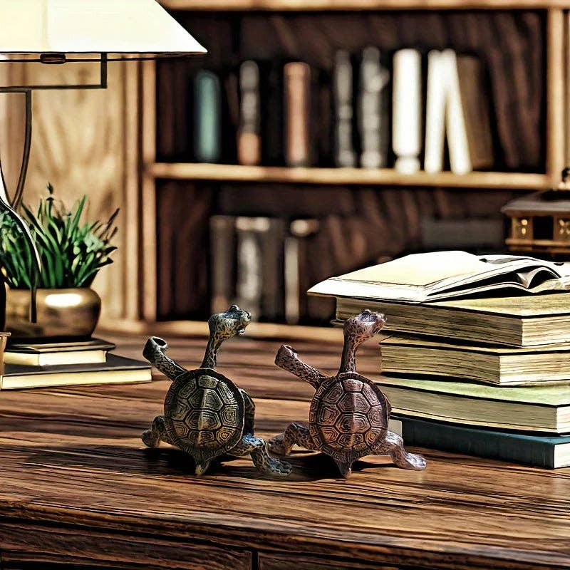 Small Brass Turtle Incense Holder: Red