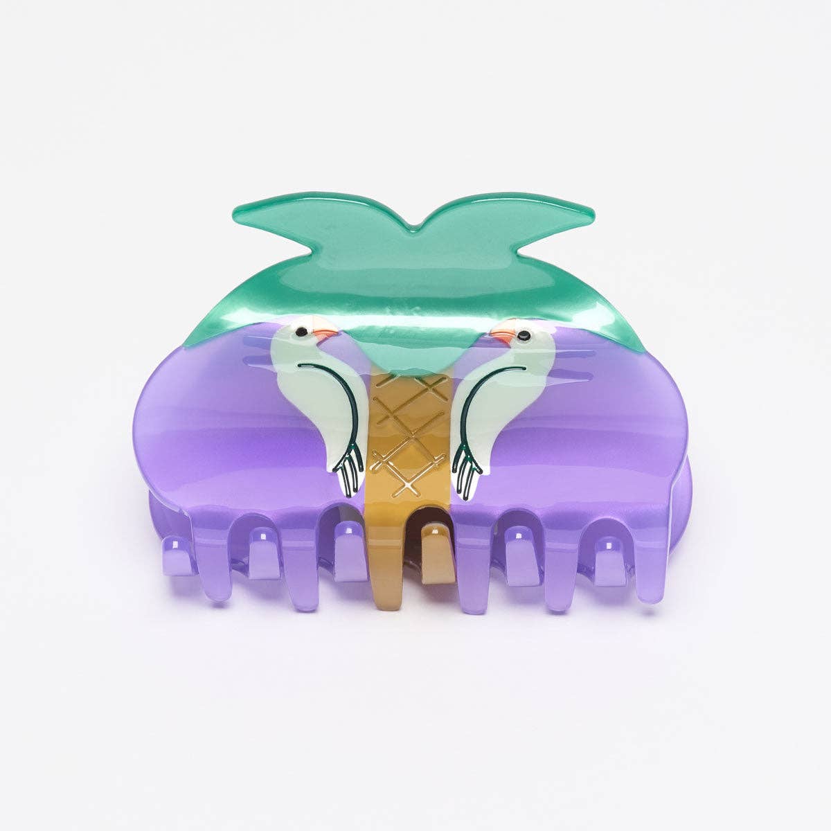 Pasadena Green Parrots on Palm Tree Medium Hair Claw Clip
