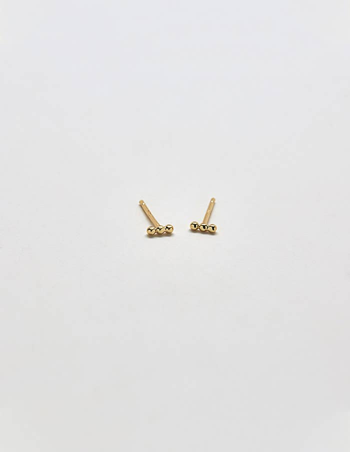 Gold Vermeil Mini Bead Bar Stud - SINGLE