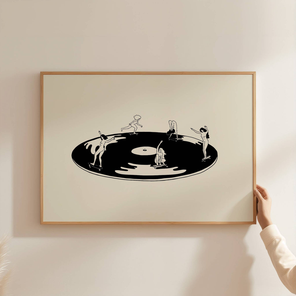 Skate Session on Vinyl Record Minimal Art Print: 8x10