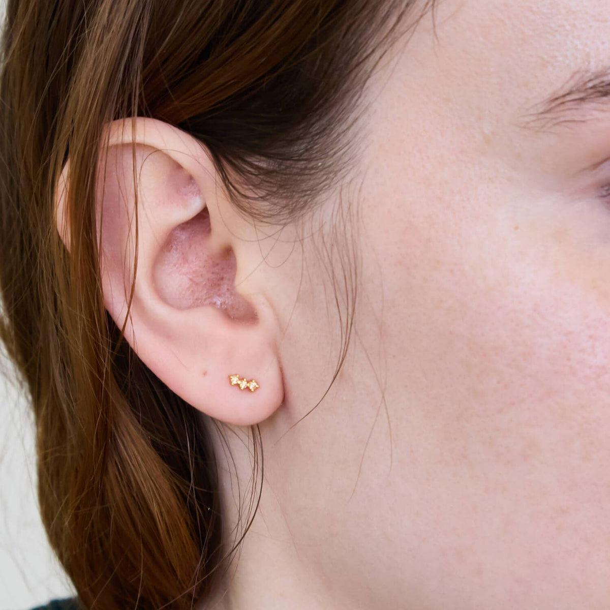Champagne CZ Gold Bar Stud - SINGLE - Gold Vermeil