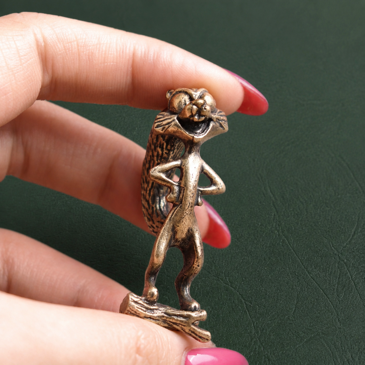Solid Brass Standing Squirrel Figurine Ornament: A1