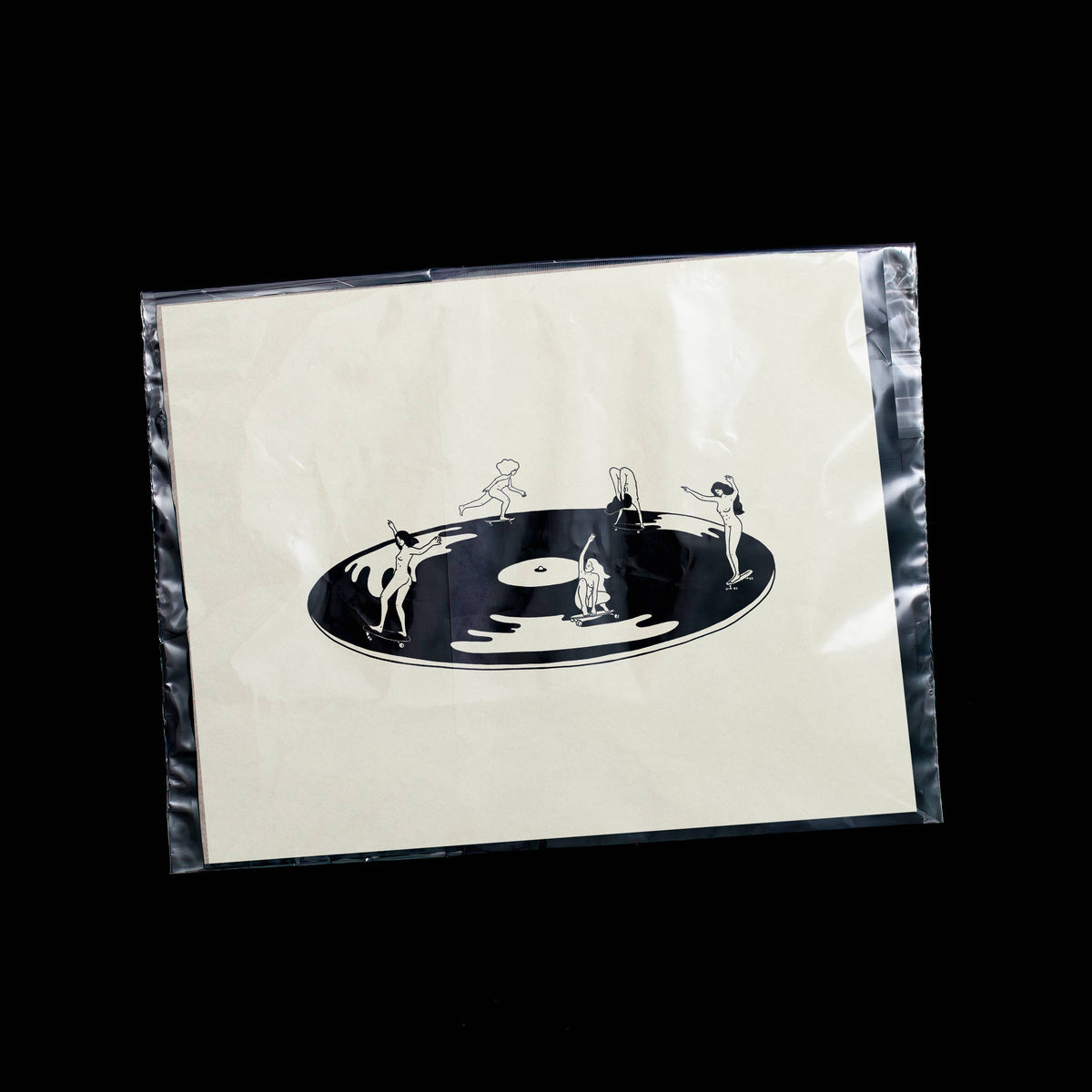 Skate Session on Vinyl Record Minimal Art Print: 8x10