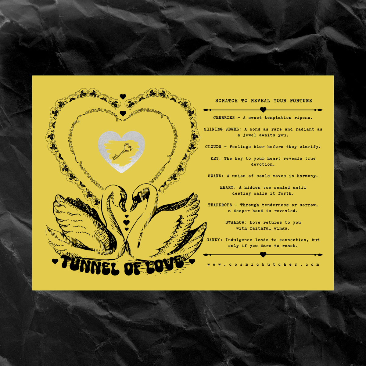 "TUNNEL OF LOVE" Valentine Gift Scratch Off Fortune Card: PUNCHY PASTELS