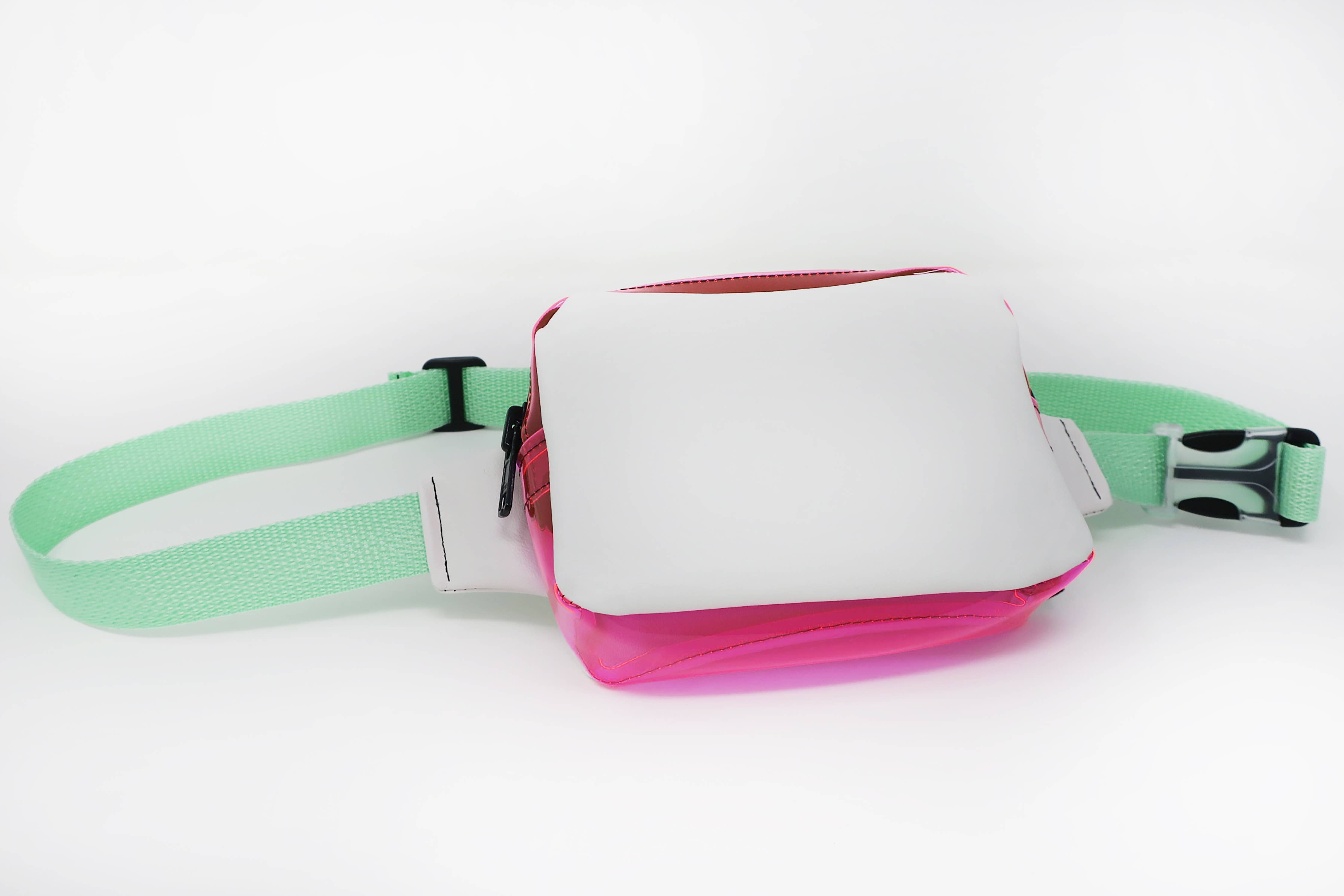 White & Pink w/ Mint Green Strap Fanny Pack