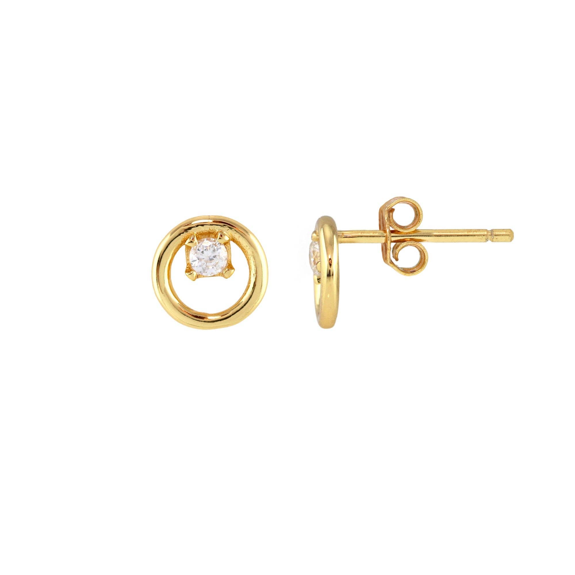 Circle Outline with Prong Set Crystal Stud Earrings