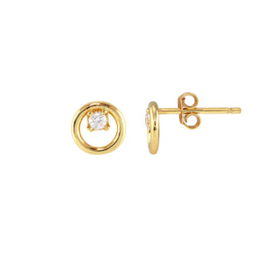 Circle Outline with Prong Set Crystal Stud Earrings
