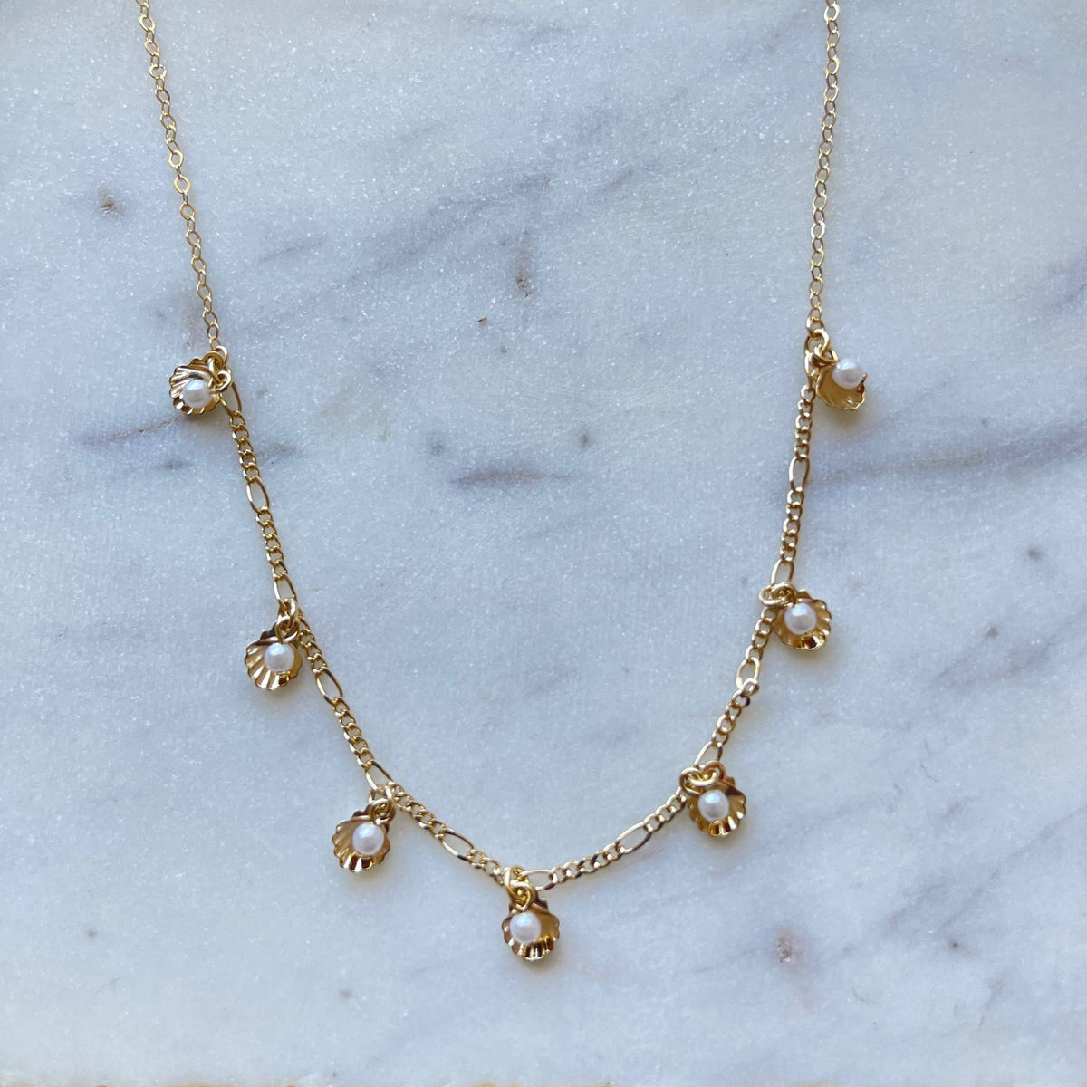 Seraphina Shell Shape Necklace with Pearls