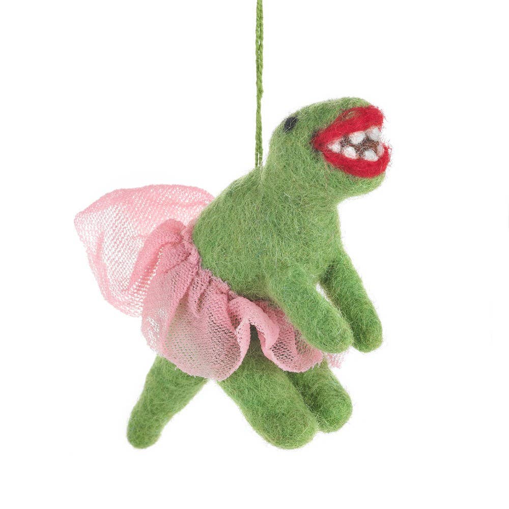 Handmade Felt Ballerina dinosaur ornament