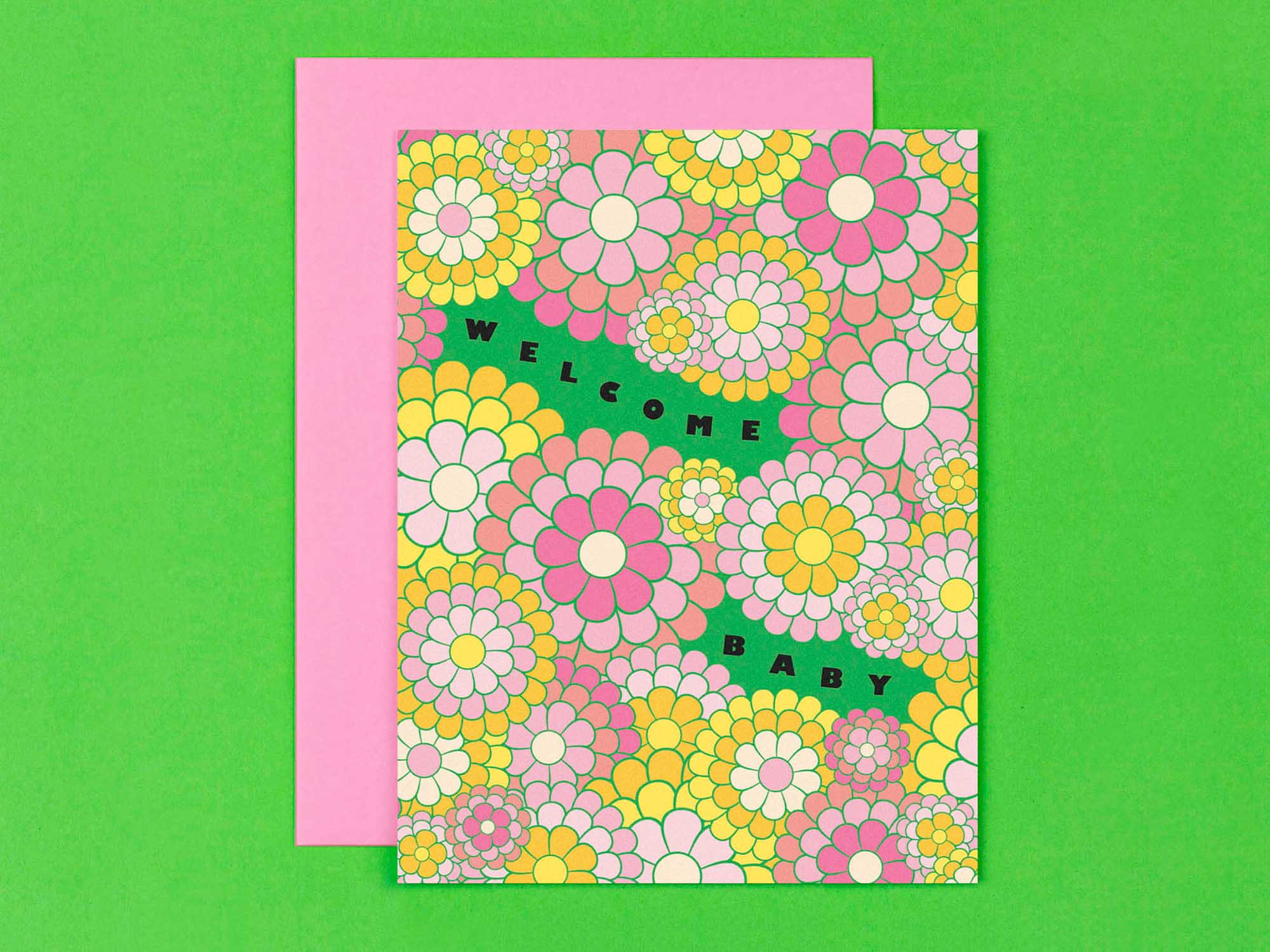 Zinnias Welcome Baby Card