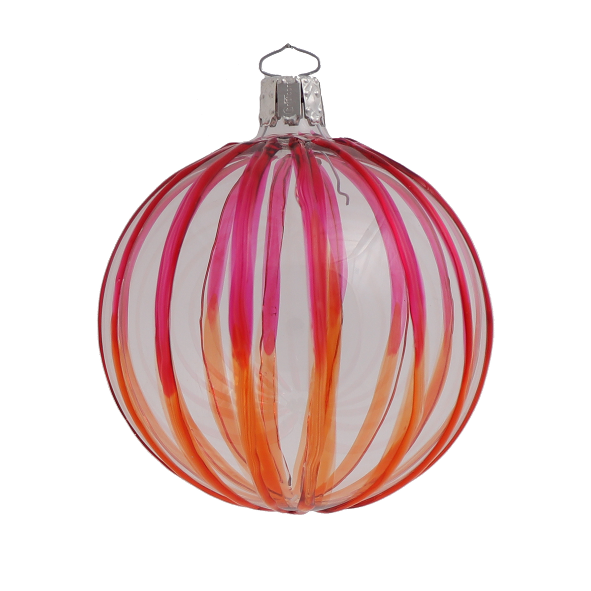 Stripe Ornament, 8cm Pink &amp; Orange