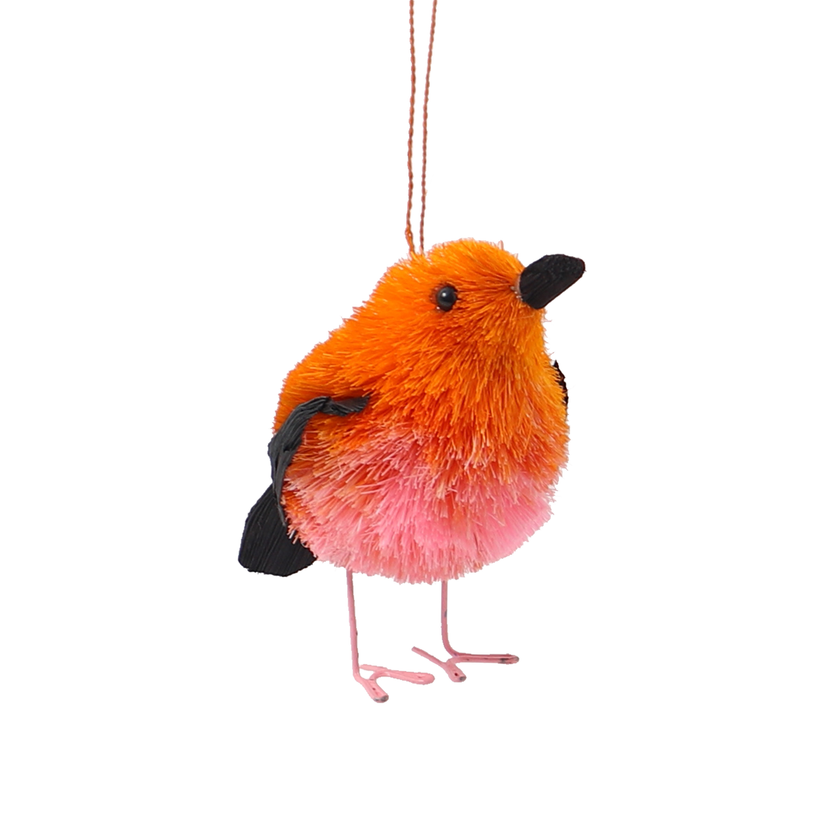 Bristle Bird Pink Ornament Decoration, 9cm
