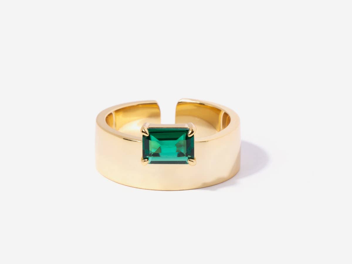 Emerald Baguette Cut Monolith Adjustable Ring