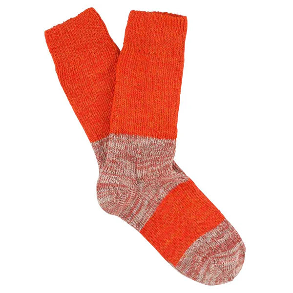 Melange Blend Block Sock Orange/Pink