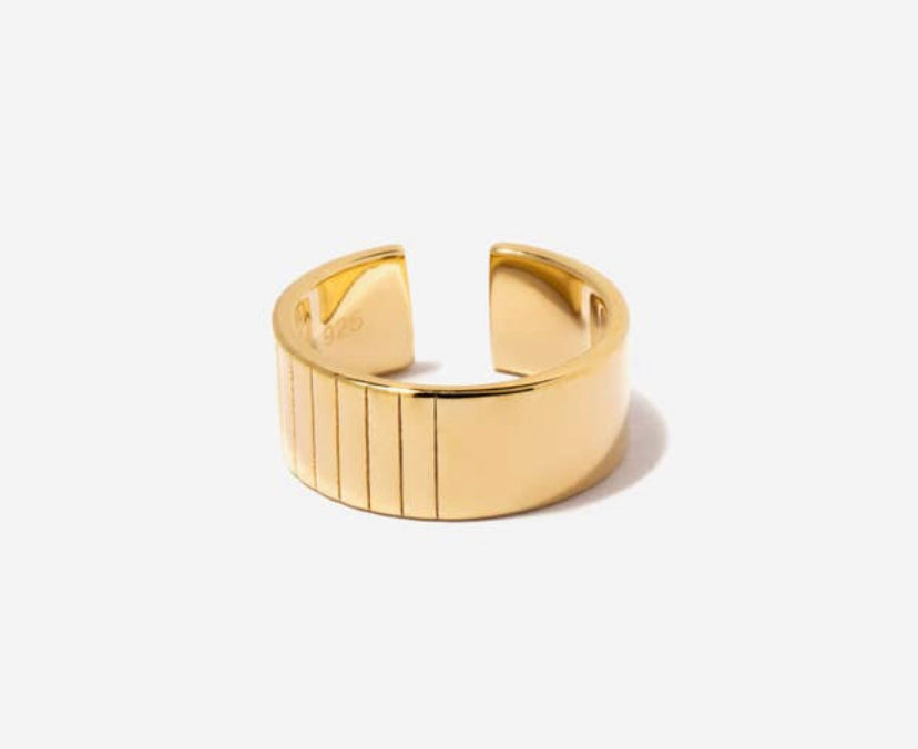 Gold Cigar band Adjustable Ring